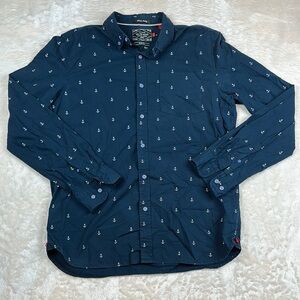 On The Road Blue Casual Button Down Shirt‎ with Micro-Print